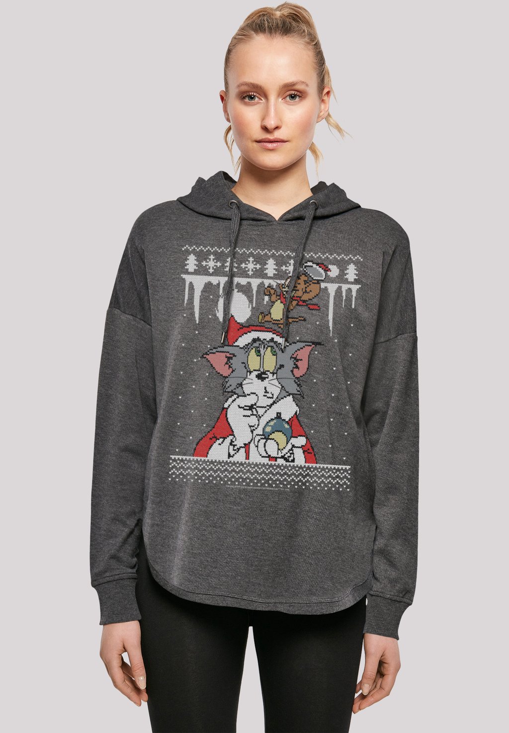 

Толстовка с капюшоном TOM UND JERRY CHRISTMAS WEIHNACHTEN FAIR ISLE F4NT4STIC, темно-серый