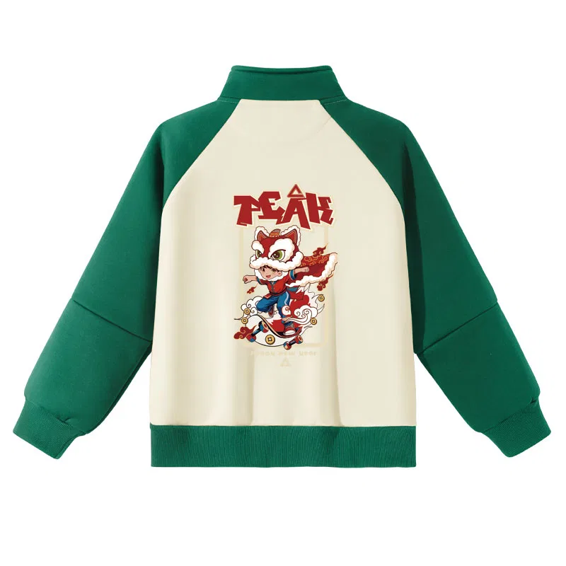 Детский свитшот с воротником-стойкой PEAK Vintage Green
