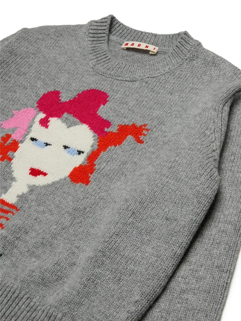 Свитер с круглым вырезом Marni Kids, серый — фото 3