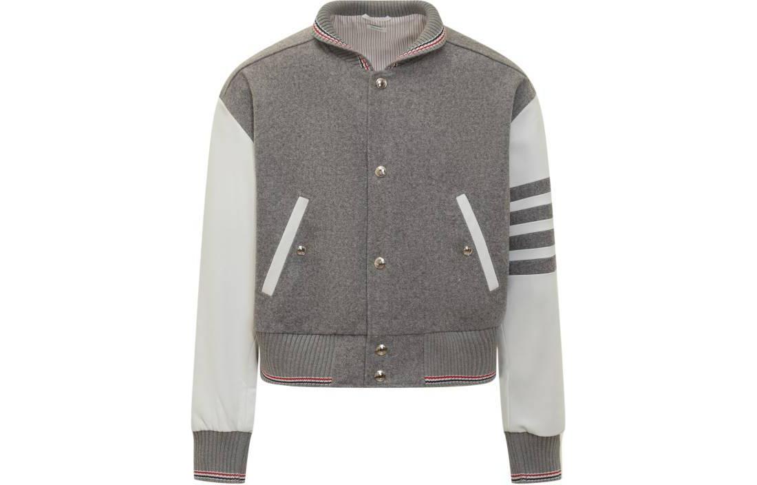 

THOM BROWNE Полосатая бомбер-куртка на молнии с четырьмя полосами, Dark Gray