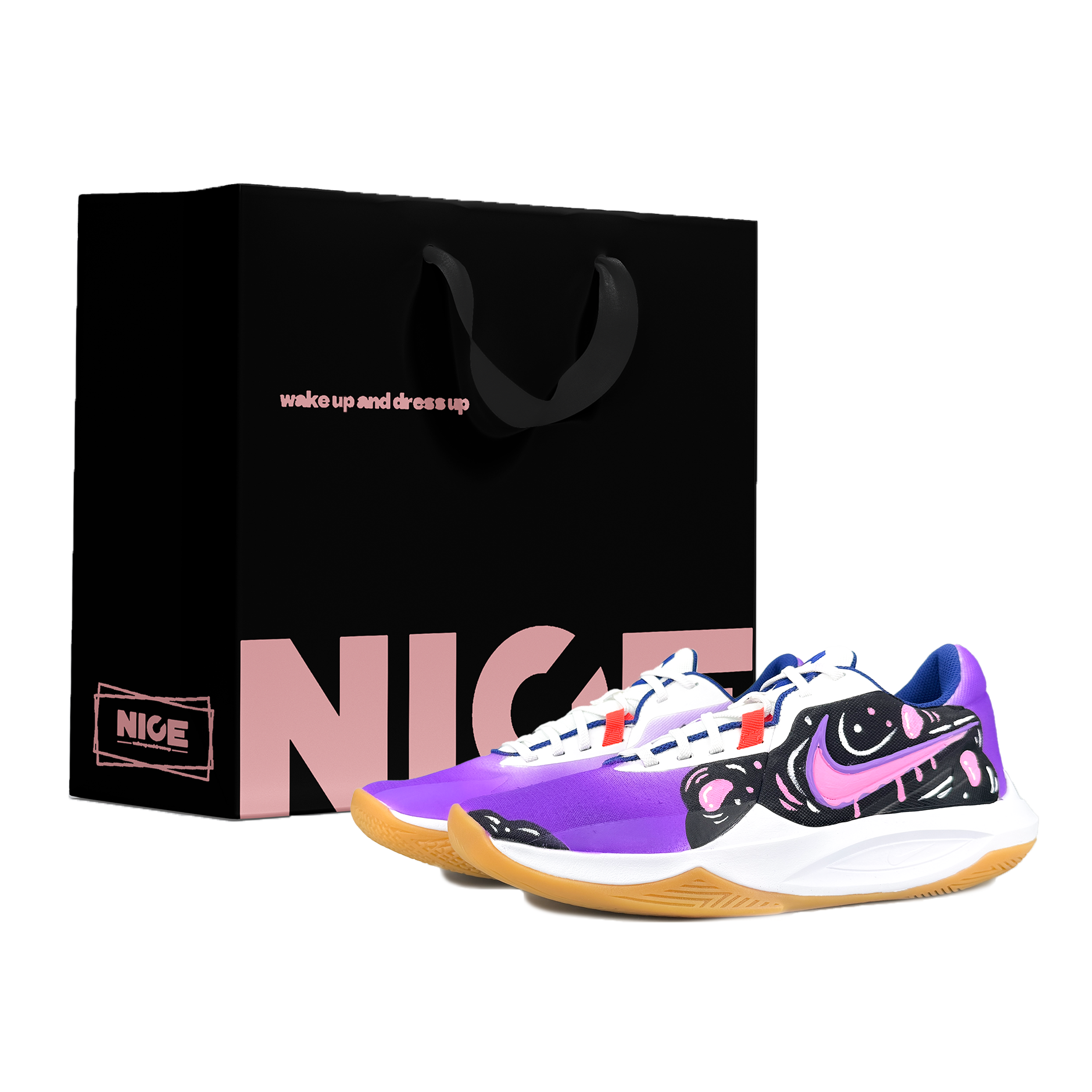 

Nike Баскетбольные кроссовки Precision 6 с амортизацией, износостойкие, низкие, мужские, фиолетовые