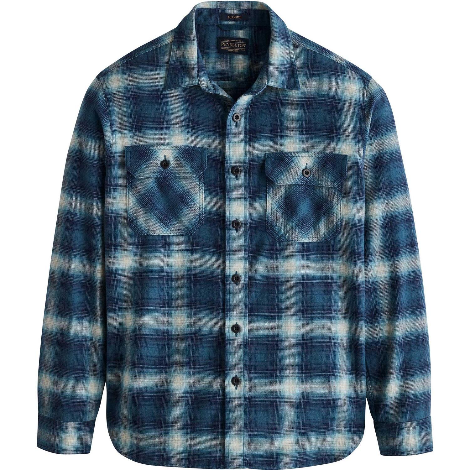 

Мужская фланелевая рубашка Burnside с двойной обработкой краев. Pendleton, Navy/Blue/Grey Plaid