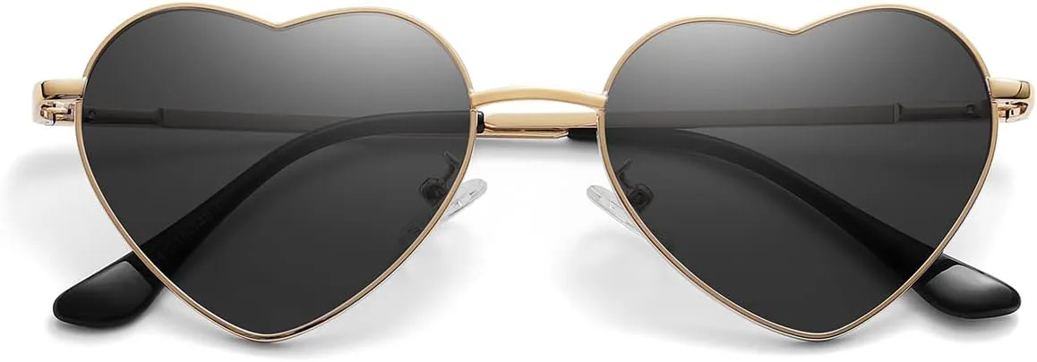 

Поляризованные солнцезащитные очки в форме сердца для женщин. Милые солнцезащитные очки в форме сердца, модный стиль, линзы с защитой UV400 D Lolylad, Black