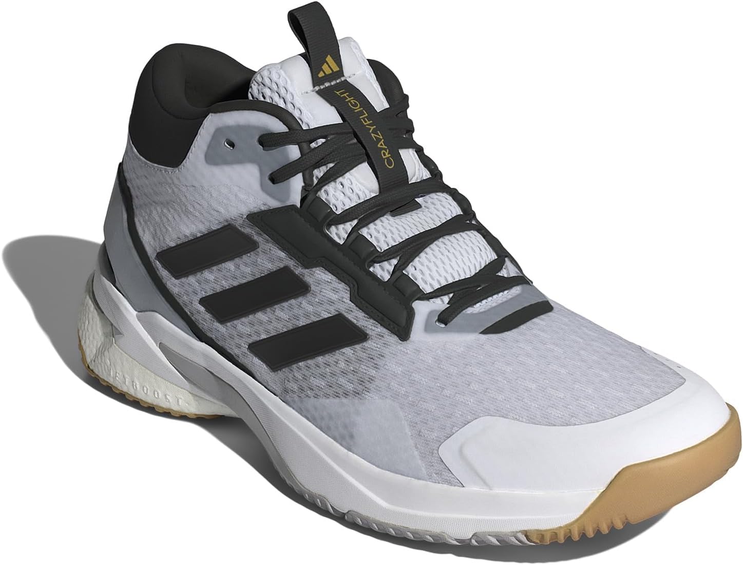 Мужские кроссовки Adidas Crazyflight 5 Mid Top для зала, белый/черный/серый — фото 2