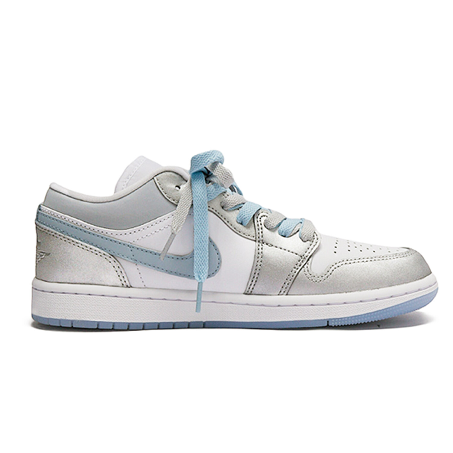 

Кроссовки Air Jordan 1 Vintage Basketball Shoes Women's Low-top White/silver/blue, серебряный, Серый, Кроссовки Air Jordan 1 Vintage Basketball Shoes Women's Low-top White/silver/blue, серебряный