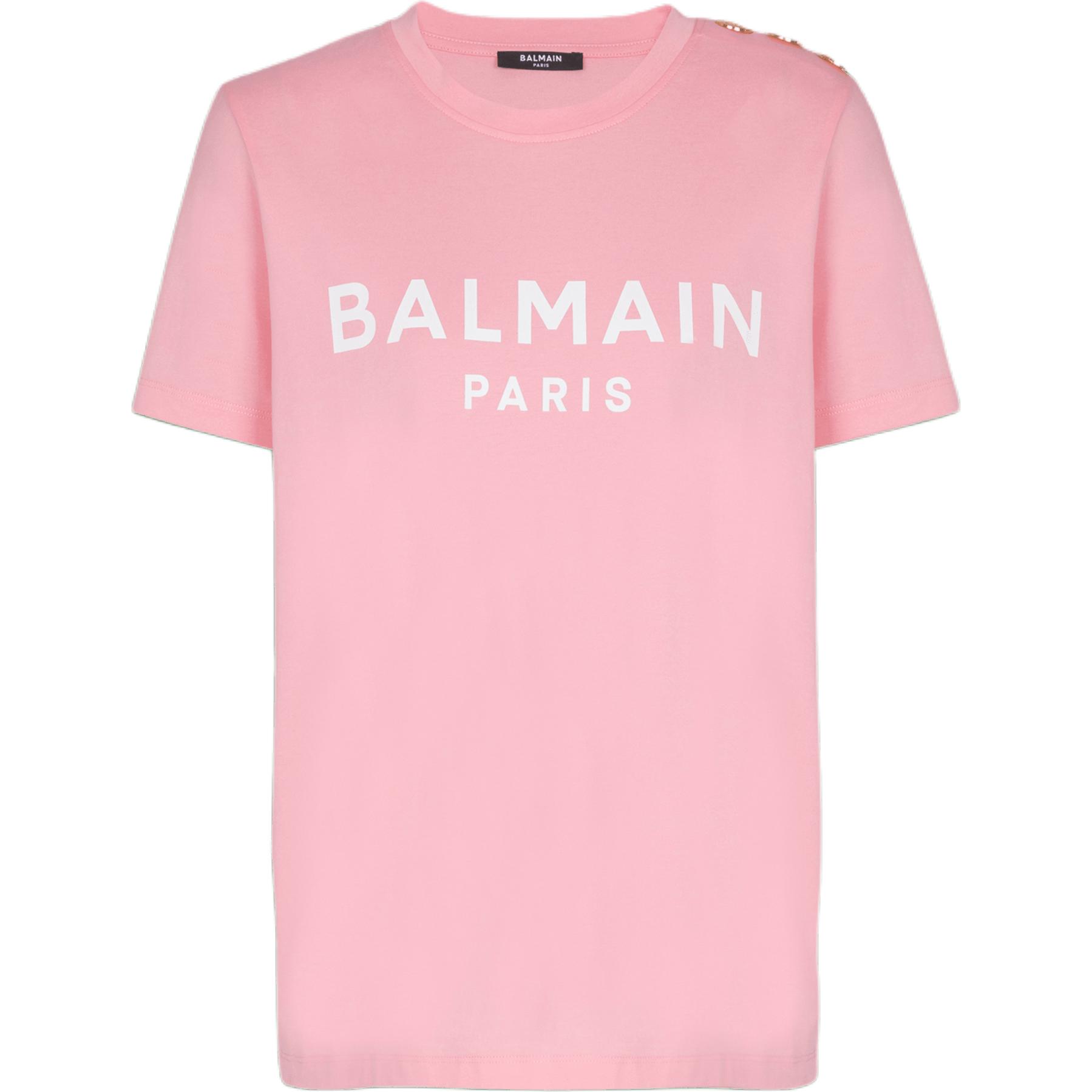 Футболка с принтом логотипа BALMAIN, светло-розовый — фото 3