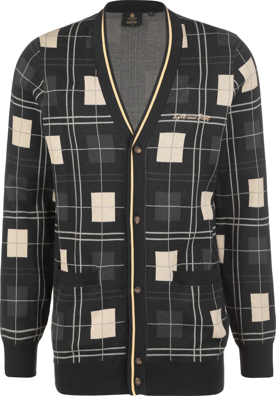 

Вязаный кардиган Lyle & Scott Knit Cardigan Grid, темно-синий