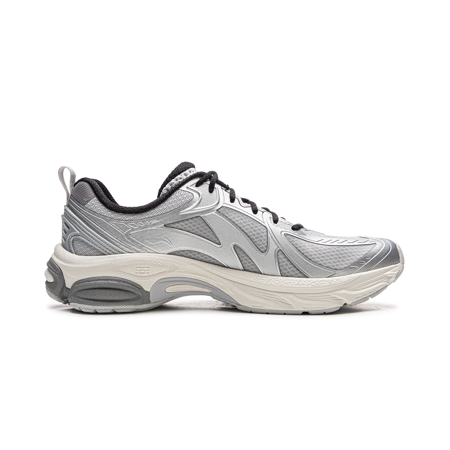 Li-Ning Li Ning Cushioning Slip Resistant Abrasion Resistant Rebound Low top Running Shoes мужские серебристо-серые — фото 3