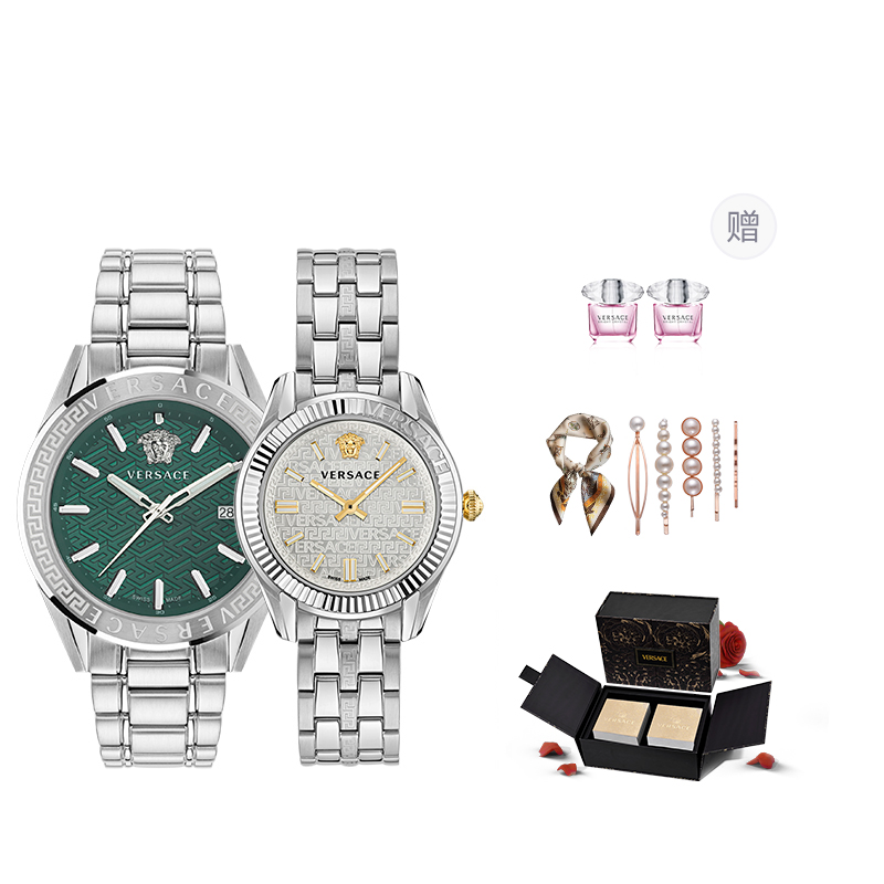 

VERSACE Часы Wrist Watch Quartz Movement White Dial Unisex Limited Fortune Box+Silk Scarf+ Perfume