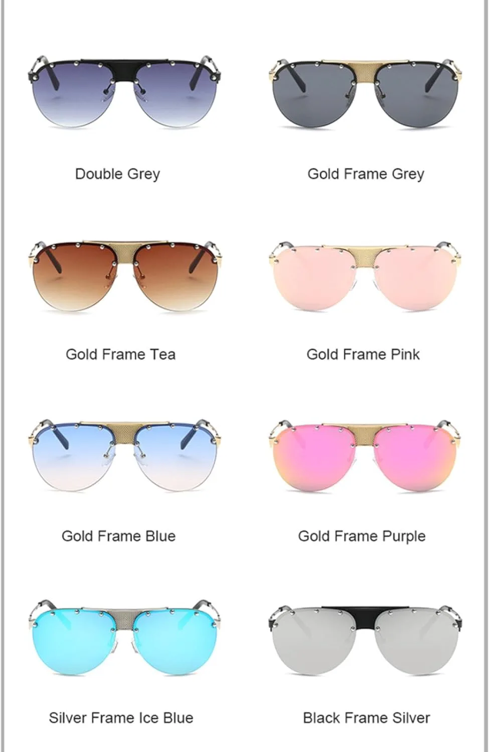 

Модные женские солнцезащитные очки класса люкс в винтажном стиле с заклепками, солнцезащитные очки с защитой от УФ-излучения UV400 VFDHN, Gold Frame Pink