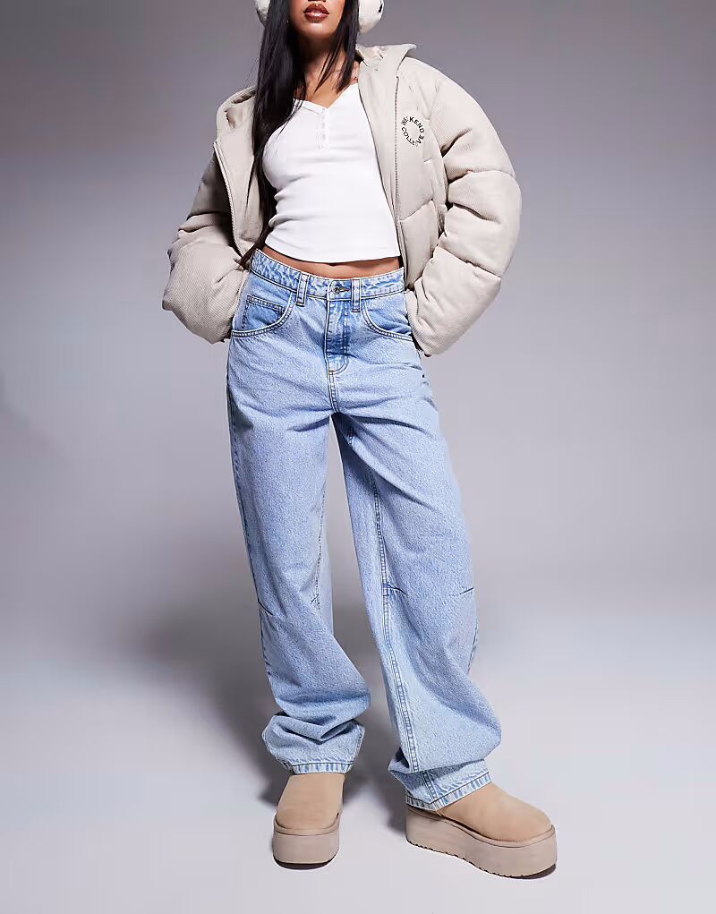 

Джинсы Weekend Collective с заниженной посадкой, светло-голубого цвета Asos Weekend Collective