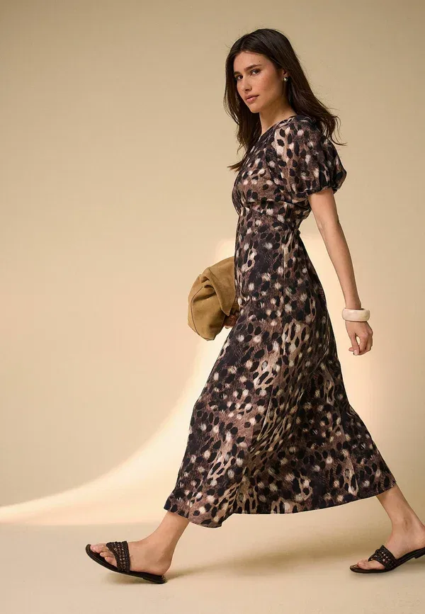 Платье миди Next Tall fit print puff sleeve, принт «зебра» — фото 4