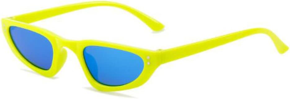 

Солнцезащитные очки в тонкой оправе с рисунком «рисовый ноготь», цветные, для мужчин и женщин, с защитой от УФ-излучения (зеленая оправа, сине-розовая) Weloveushop, Blue,green