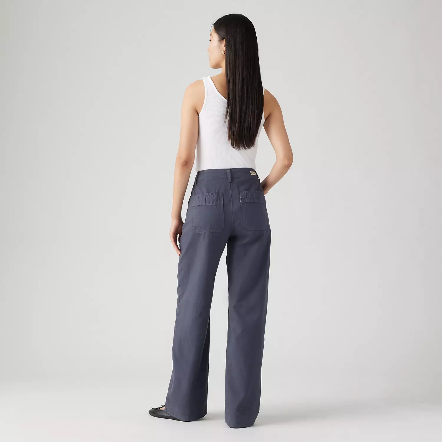 Легкие прямые женские брюки 90-х годов Levi's, цвет Breezy India Ink - Blue — фото 3