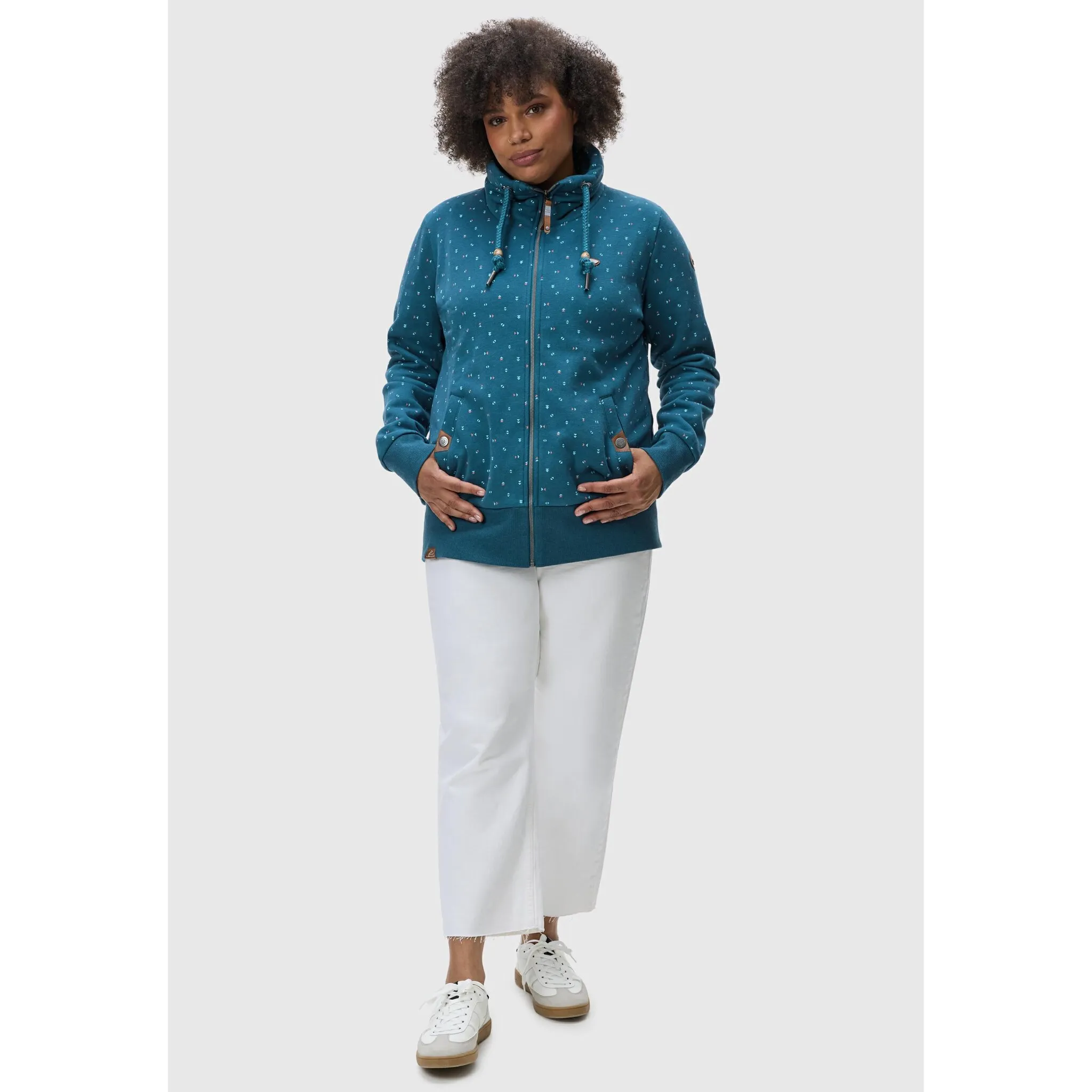 

Толстовка с капюшоном Ragwear "Rylie Print Zip Plus", модная женская кофта с капюшоном на шнурах, цвет Petrol