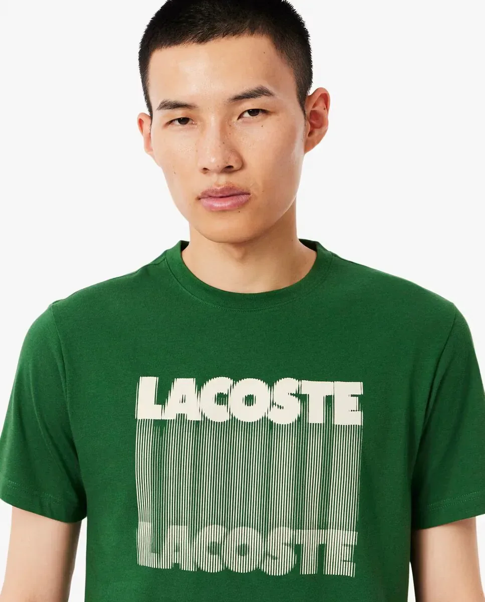 Мужская спортивная футболка с коротким рукавом и принтом Ultra-Dry Lacoste, зеленый — фото 3