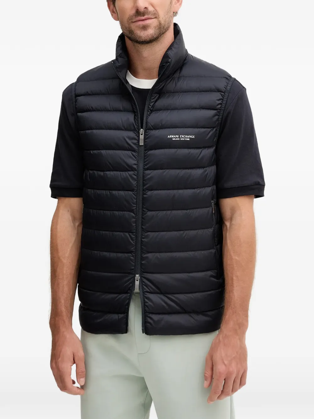 

Стеганый жилет на молнии Armani Exchange, синий