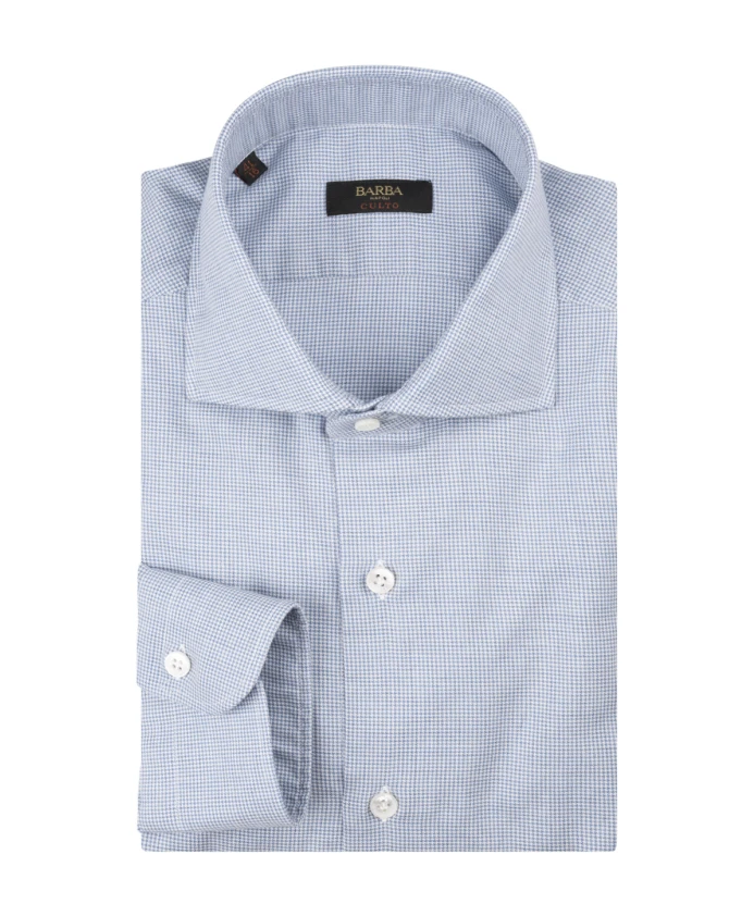 

Хлопковая рубашка с синим узором «гусиная лапка». Barba, синий