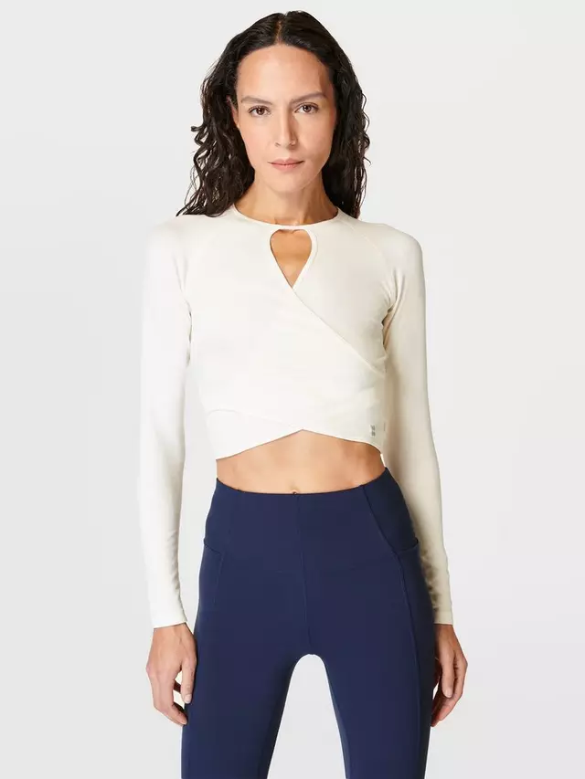 

Топ Sweaty Betty Cropped Wrap, цвет lily/white