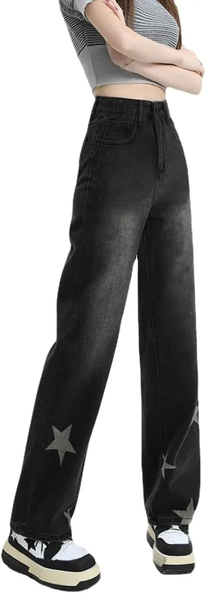 

Женские джинсы Aesthetic Star Baggy, Y2K, высокие, прямые Flixxo
