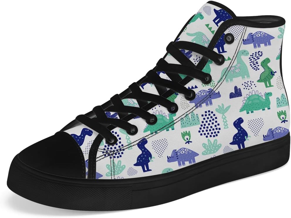 

Кеды на высокой подошве с динозаврами для мужчин и женщин, высокие кроссовки на шнуровке, повседневная обувь Chebing, синий/зеленый