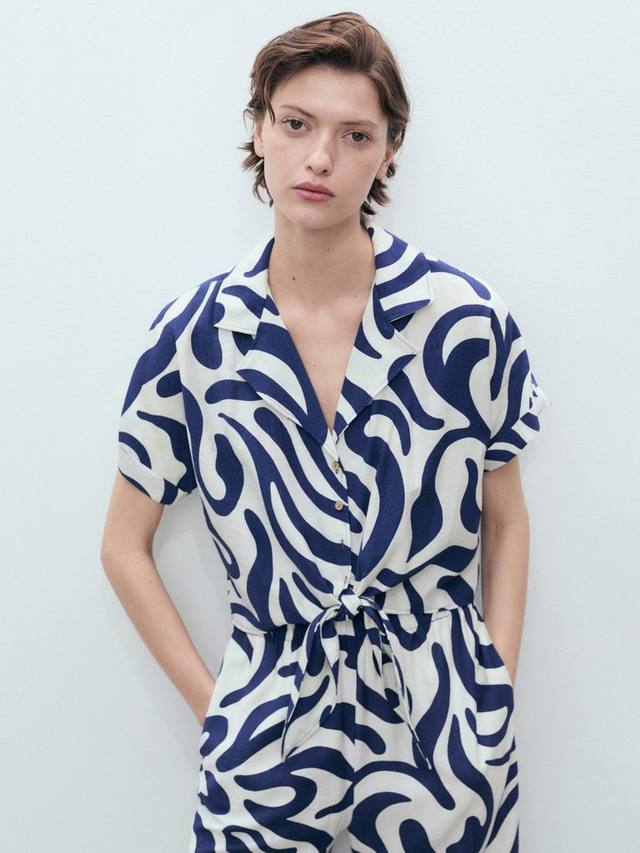 

Рубашка с узлом в полоску Life Mango, White/Multi