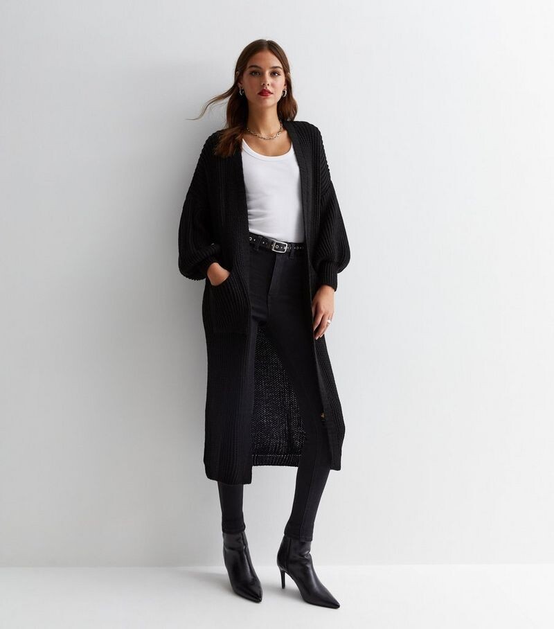 

Черный длинный кардиган массивной вязки Gini London Gini London, черный