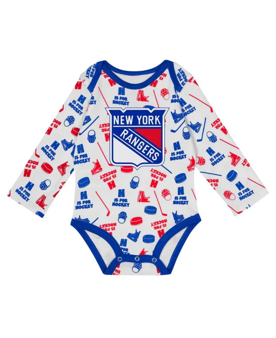 Детский белый боди с длинными рукавами New York Rangers для мальчиков и девочек Outerstuff — фото 2