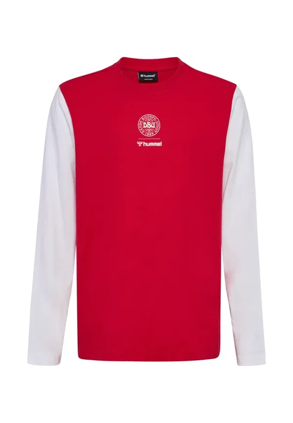 Футболка Hummel Dbu 26 fan red white tee ls kids long sleeved top, красно-белый