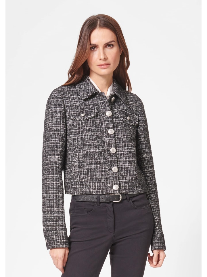 

MADELEINE Короткое твидовое пальто черно-белого цвета