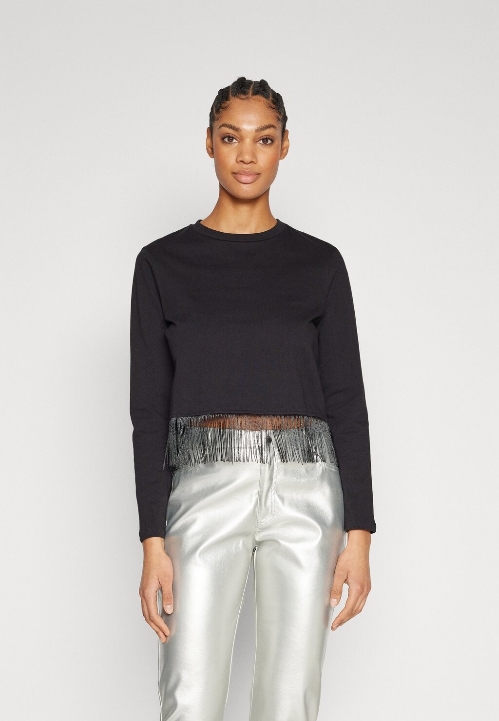 

Топ с длинными рукавами PCLINE FRILL TOP Pieces, черный