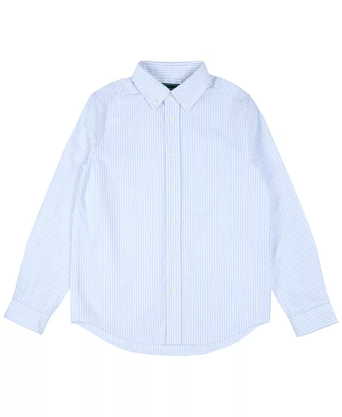 

Большая полосатая рубашка оксфорд с длинными рукавами для мальчиков B By Brooks Brothers