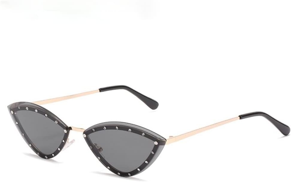 

Треугольные солнцезащитные очки без оправы из сплава, блестящие хрустальные солнцезащитные очки для женщин, уникальные, элегантные, зеленые, со стразами MTZJH, Gold Gray