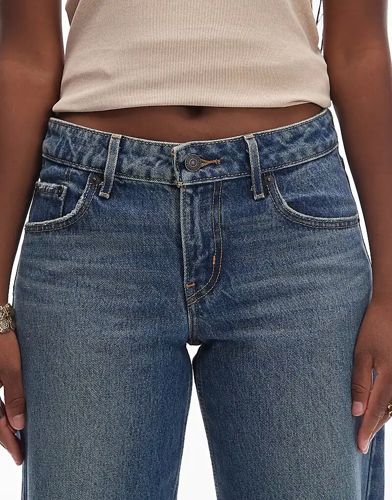 Джинсы Levi's с низкими свободными штанинами прямого кроя средне-синего цвета — фото 4