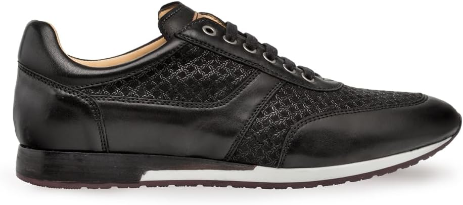 

Mezlan - Максим - Мужские роскошные кроссовки для выхода в свет - Тисненая замша и гладкая телячья кожа - Ручная работа в Испании, черный