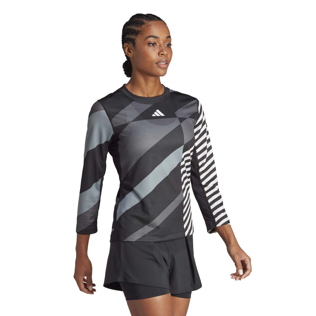 

Женская теннисная рубашка Adidas NYC 3/4 Long SL, черный/серый/белый