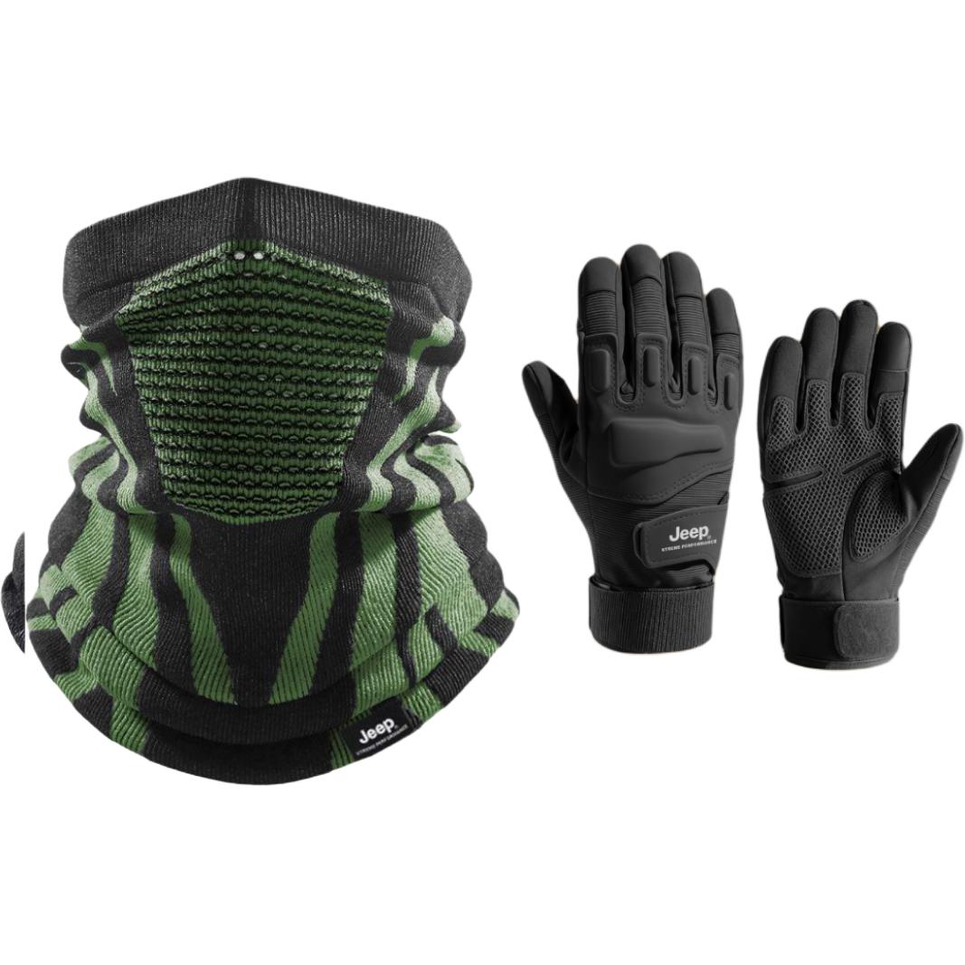 

Шарф Unisex Jeep, черный зеленый neck cover+черный glove