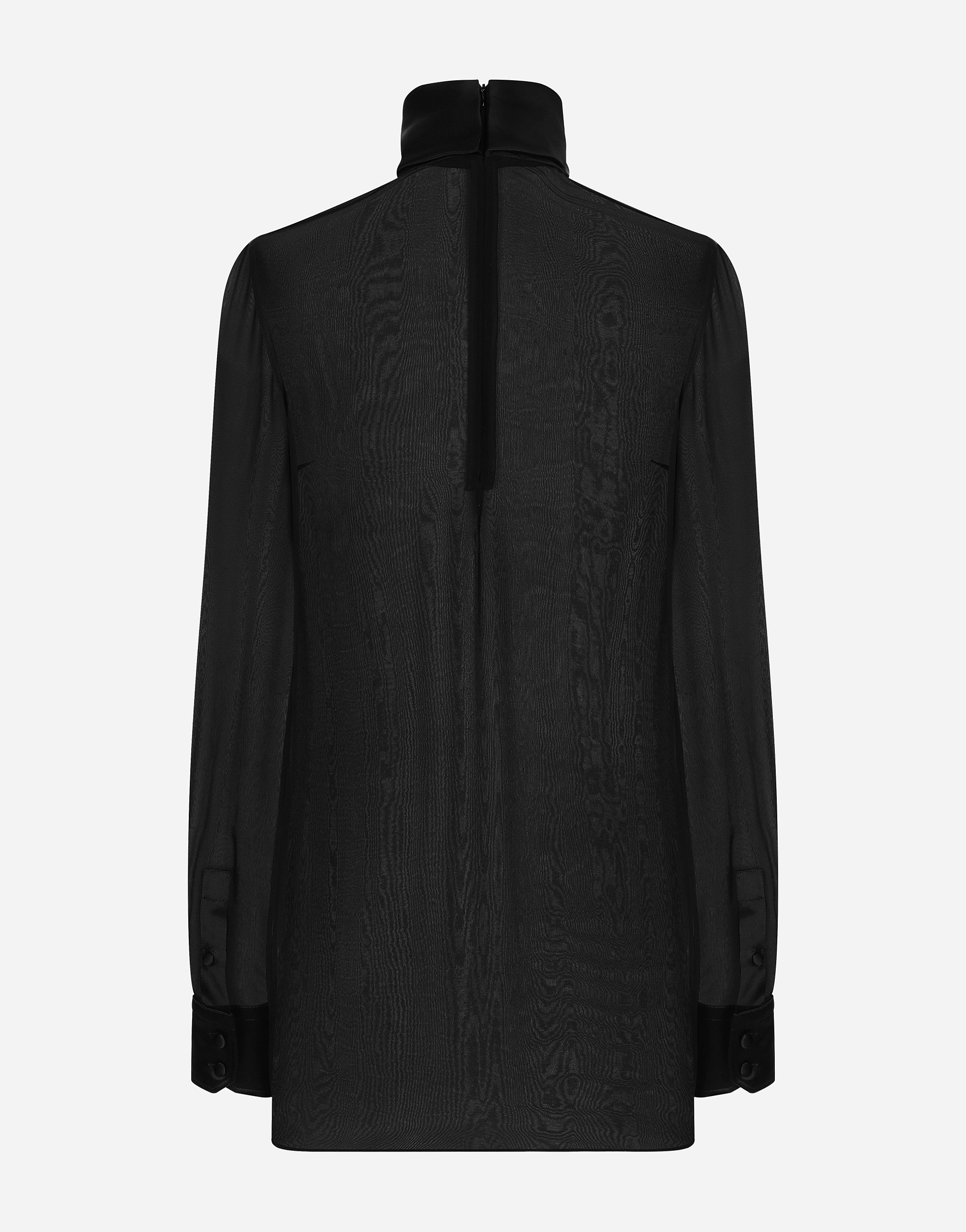 Блузка из шелкового шифона с деталями из шелкового сатина Dolce & Gabbana, черный — фото 2