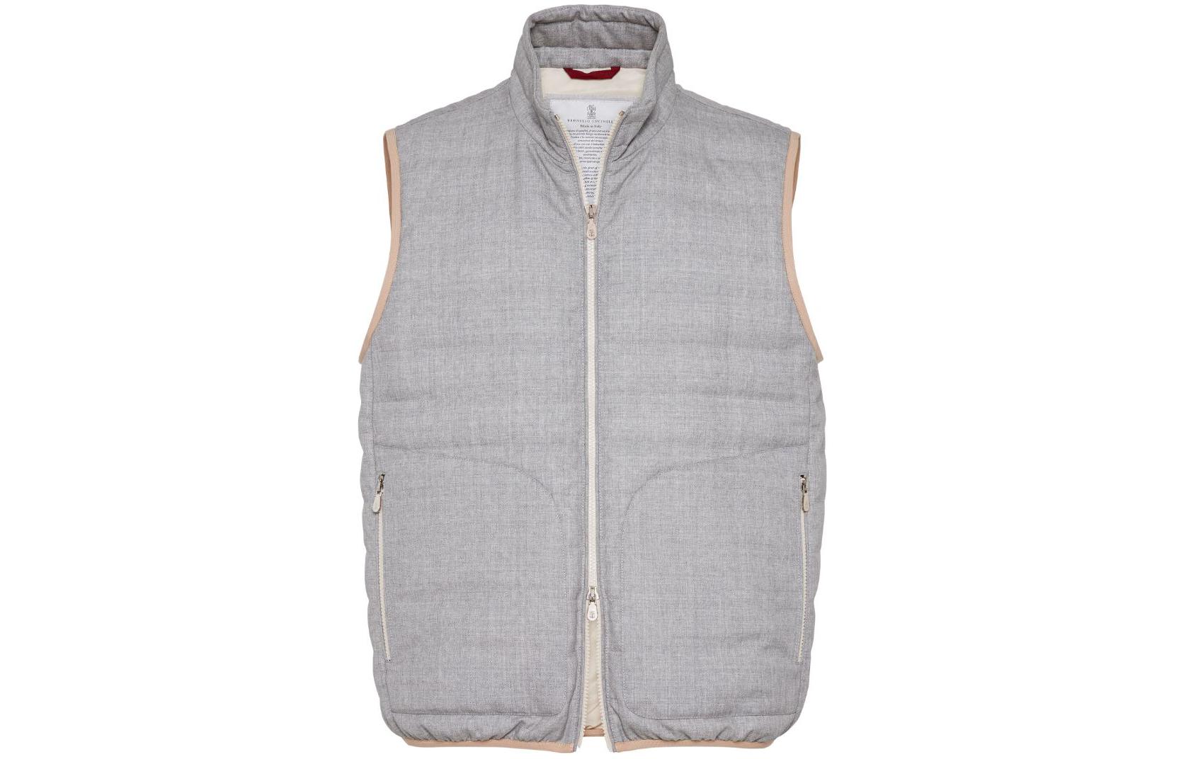 Brunello Cucinelli Приталенный жилет с высокой горловиной, Gray — фото 3