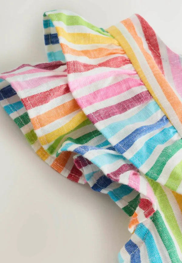 Платье повседневное, прямого кроя, с двойными оборками на рукавах. Next, Rainbow Stripe — фото 2