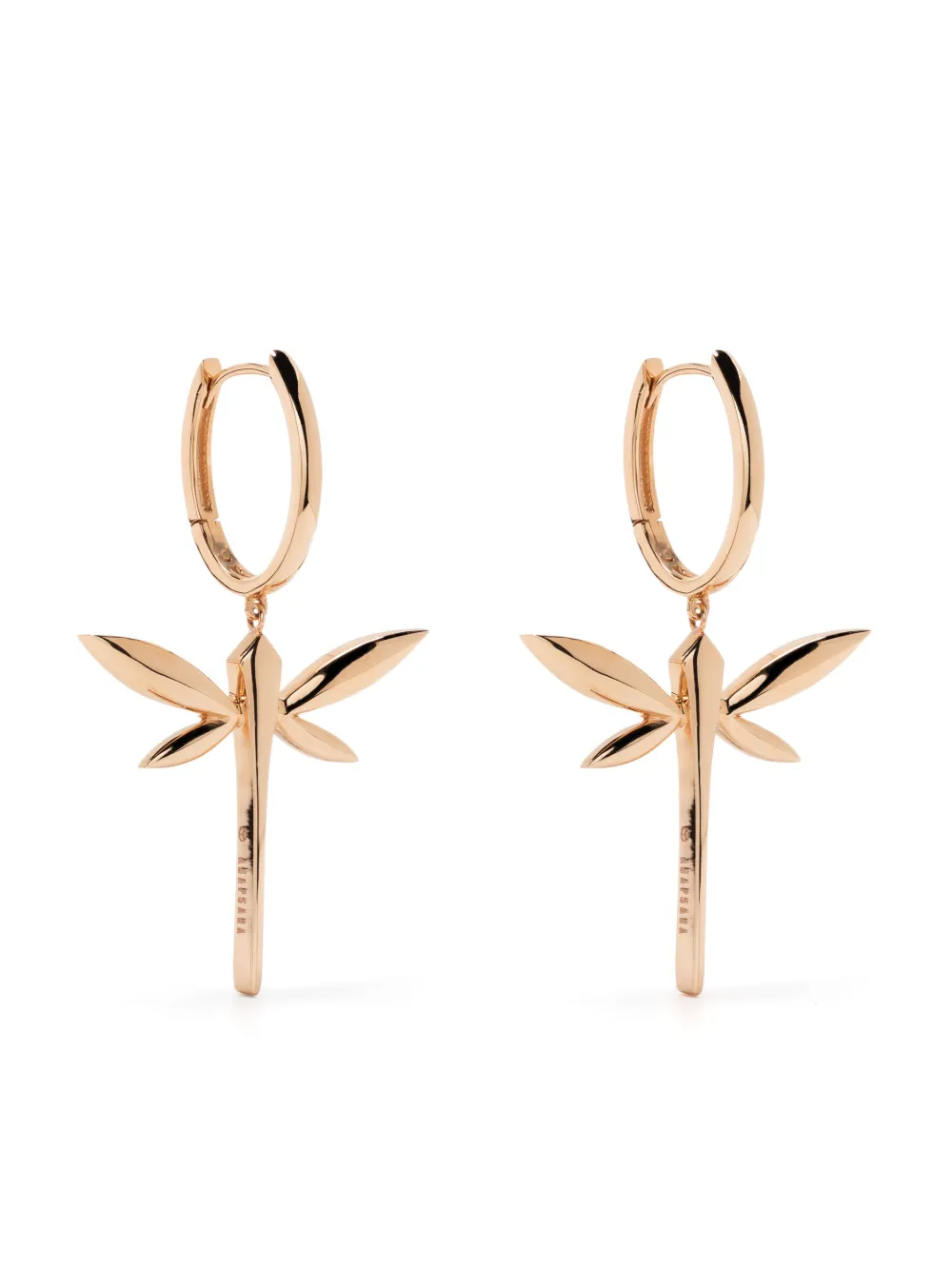 

Маленькие серьги-подвески Dragonfly из розового золота Anapsara, розовый