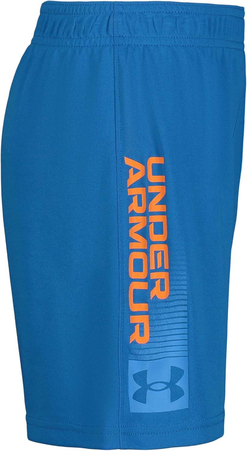 Детские шорты Under Armour Prototype, эластичный пояс, мягкие и удобные., Photon Blue - Wordmark — фото 2