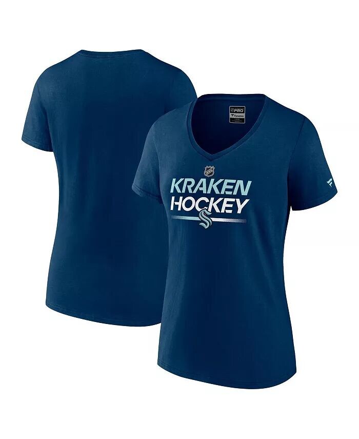 

Женская футболка Deep Sea Seattle Kraken Authentic Pro с v-образным вырезом Fanatics