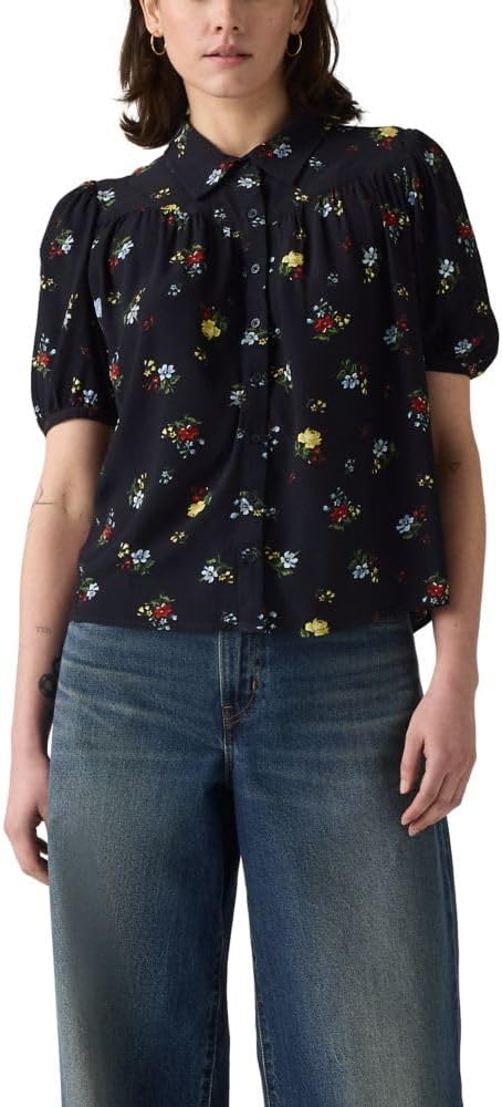 

Женская узкая блузка Levi's Lea с коротким рукавом, (New) Deedee Floral Anthracite Night