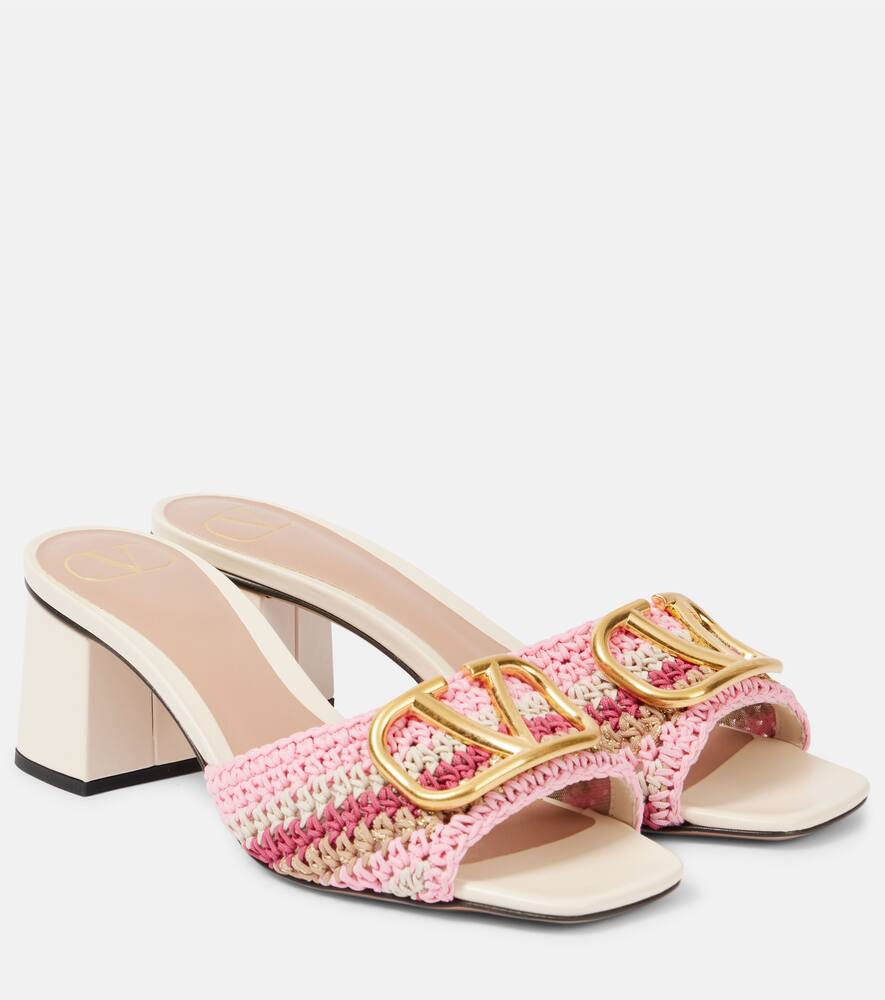 VLogo 60 вязаные мюли Valentino Garavani, Paradise Rose/Ivory/Old Gold