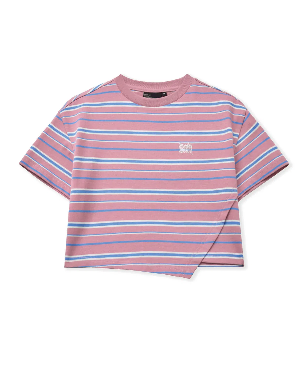 Детский укороченный топ в полоску розовый от Brownbreath Kids — фото 2