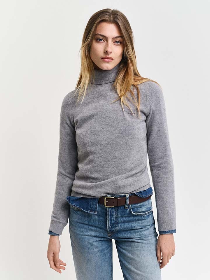 

Пуловер Gant Wollrollkragenpullover, серый