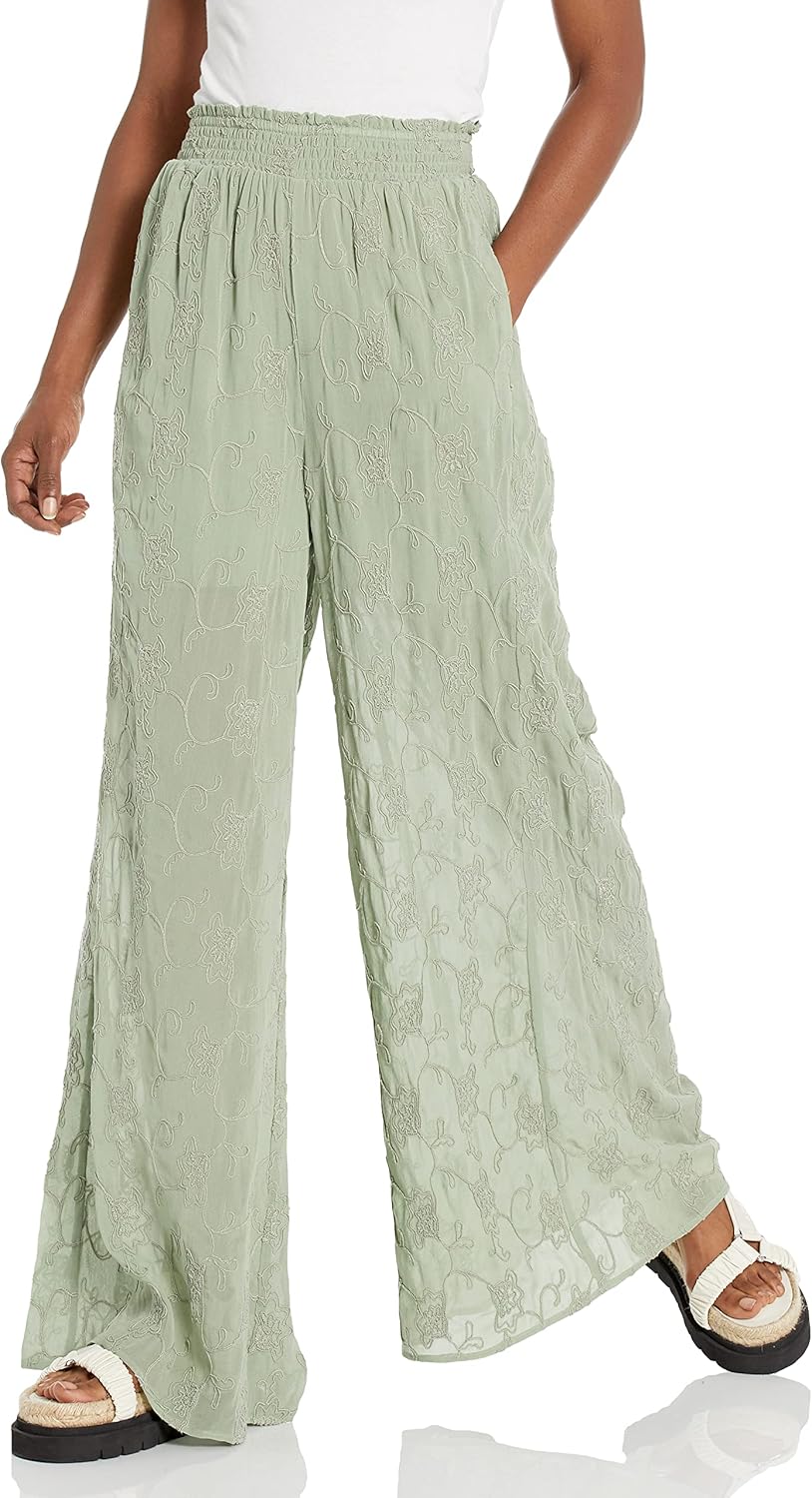 

GUESS Женские брюки Palazzo с вышивкой Dexie, Light Matcha Multi