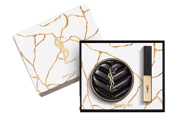 

Зимний лимитированный набор для макияжа, легко растушевывается, выравнивает тон кожи, комплект из двух предметов, подарок для девушки, подарок на день рождения SAINT LAURENT