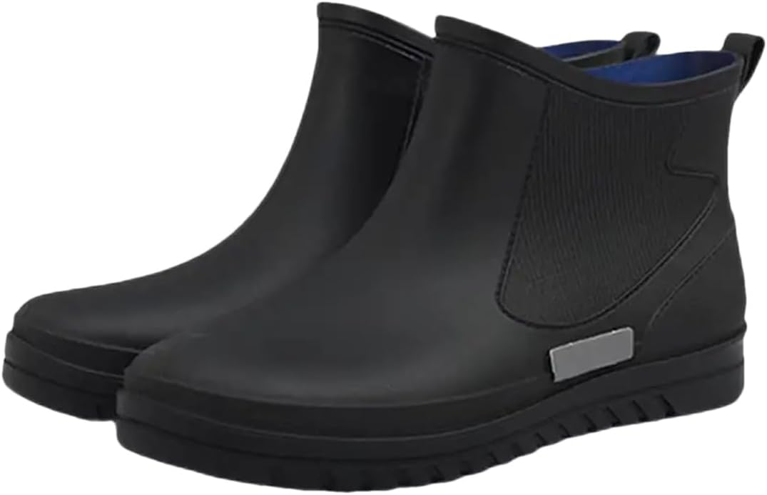 

Мужские высокие дождевые ботинки Wjnvfioo с мягкой подошвой, нескользящие, с съемным хлопковым покрытием, водонепроницаемые водные туфли, черный